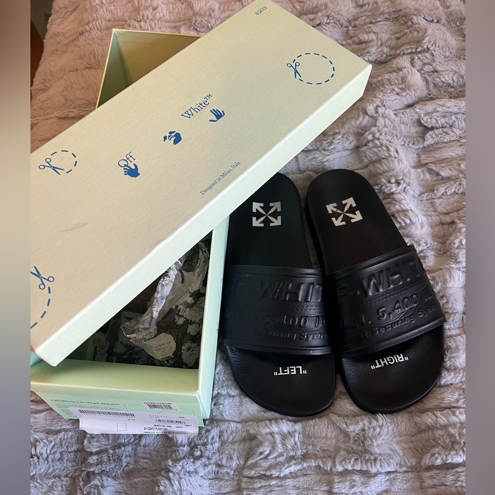 Off-White Pool Slides in box 40
